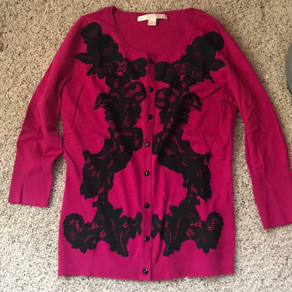 Boston Proper Sweaters - NWOT Boston Proper pink and black Cardigan!!!